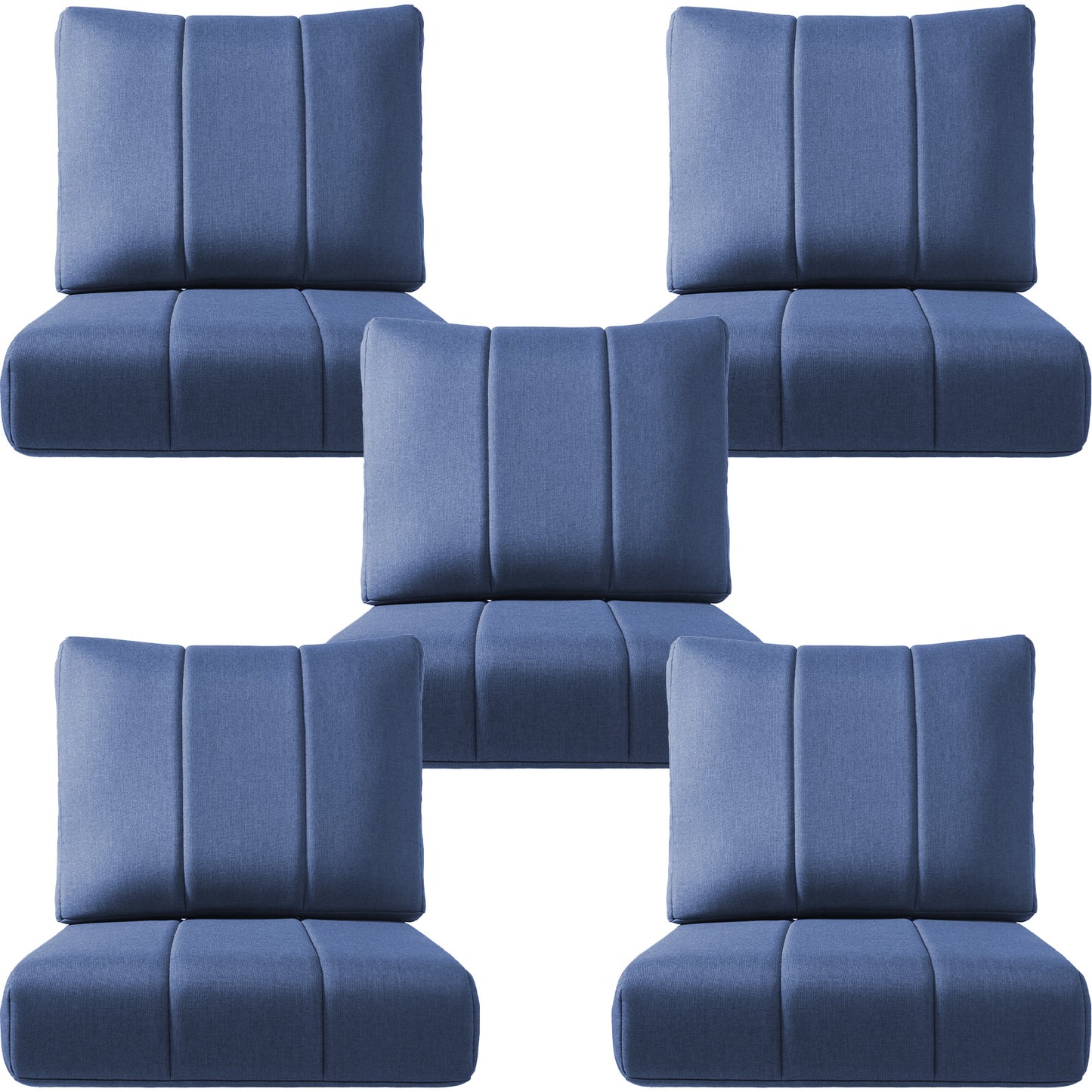 Luxury Patio Seat Cushion Set of 5 – 24"x24"x6" Water-Resistant Cushions for Patio Chairs, Sofas & Outdoor Sectionals