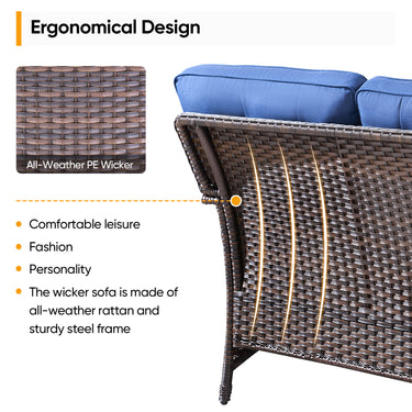Belord 3-seater T-back patio sofa with 5-inch thick high-density cushions from the T Series, ideal for outdoor conversation sets.