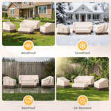 Belord 4-piece patio furniture cover set with waterproof 600D fabric, including sofa, chairs, and table protection covers.