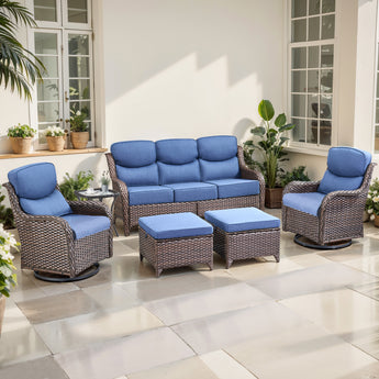 6 Piece Outdoor Swivel Rocker Patio Chairs Set with Table, NTS Series