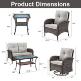 Patio Conversation Set 7-Piece with Loveseat, Swivel Glider Chairs, Patio Chairs, Coffee Table, and Side Table, NDS Series - Belord