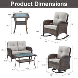 Patio Conversation Set 7-Piece with Loveseat, Rocking Chairs, Patio Chairs, Coffee Table, and Side Table, NDS Series - Belord