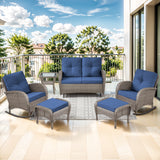 Belord 6-piece patio conversation set with glider loveseat, outdoor lounge and seating set in stylish design.