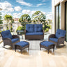 Belord 6-piece patio conversation set with glider loveseat, outdoor lounge and seating set for garden or patio spaces