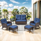 Belord 6-piece patio conversation set with glider loveseat, outdoor lounge and seating set for garden or patio spaces