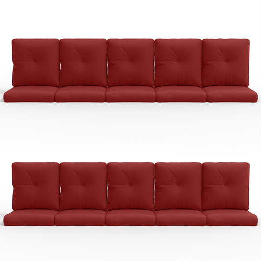 Patio Cushion Set of 20 - 10 Seat & 10 Back Pillows with Water-Resistant Removable Covers
