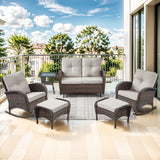 Belord 6-piece patio conversation set with glider loveseat, outdoor lounge and seating set for garden or patio spaces.