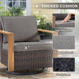 Belord oversize wicker swivel rocker chair with water-resistant cushion, 360° rotation, perfect for patio conversation sets.