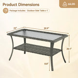 Belord outdoor wicker coffee table with glass top and storage shelf, part of the NTC patio conversation sets collection.