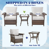 Belord Outdoor Wicker Patio Chair Set of 3 with Side Table, stylish and comfortable for outdoor seating and relaxation.