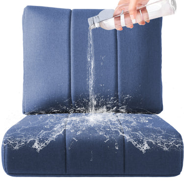 Set of six Belord outdoor seat cushions, 24x24x6 inches, water-resistant patio cushions for rattan chairs and outdoor seating.