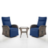Luxury 3-Piece Adjustable Swivel Set - 360° Rotating PE Wicker Recliners with Side Tables, NDS Series - Belord