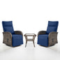 Luxury 3-Piece Adjustable Swivel Set - 360° Rotating PE Wicker Recliners with Side Tables, NDS Series