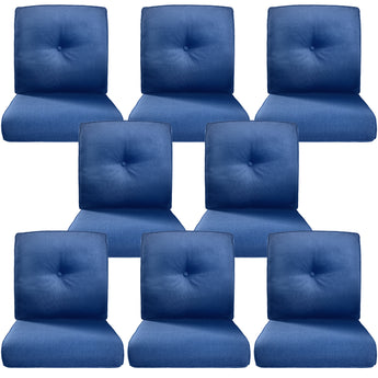 8 Piece High Back and Deep Seating Outdoor Cushion with Button, 22"x24"