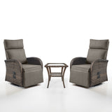 Luxury 3-Piece Adjustable Swivel Set - 360° Rotating PE Wicker Recliners with Side Tables, NDS Series - Belord