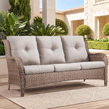 Belord outdoor wicker 3-seater patio sofa from the NTC Series, featuring plush cushions and stylish design for outdoor lounging.