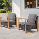 Belord ergonomic high-back wicker patio chair with deep seat and 15° tilt, part of the HOP Series outdoor conversation set.