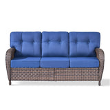 Belord 3-seater T-back patio sofa with 5-inch thick high-density cushions from the T Series, perfect for outdoor conversation areas.