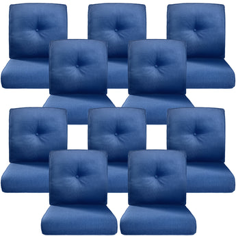 10 Piece High Back and Deep Seating Outdoor Cushion with Button, 22"x24"