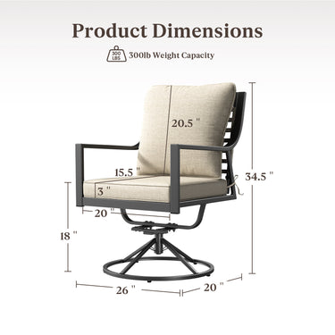 2 Piece Outdoor Swivel Patio Dining Chairs, DH Series