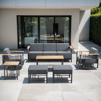 Belord BINGLI 7-piece patio set with high-back swivel rockers and coffee table, outdoor furniture for patio or garden.