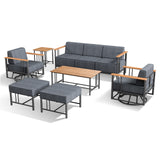 Belord BINGLI 7-piece patio set with high-back swivel rockers and coffee table, outdoor furniture for relaxing porch or patio.