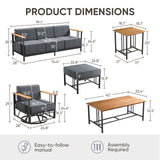 Belord BINGLI 7-piece patio set with high-back swivel rockers and coffee table, outdoor furniture for relaxing backyard gatherings.
