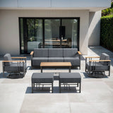 Belord BINGLI 6-piece patio set with high-back swivel rockers and coffee table, outdoor furniture for relaxing backyard space.