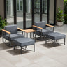 Belord Patio swivel rocker chairs set with ottomans and table, featuring comfortable seating and stylish design in the BINGLI Series.