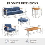 Belord Bingli 7-piece patio set with high-back swivel rockers and coffee table, outdoor furniture for backyard relaxation.