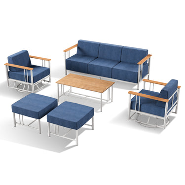 Belord BINGLI 6-piece patio set with high-back swivel rockers and coffee table, outdoor furniture for relaxing patio space