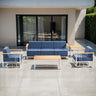 Belord 5-piece patio furniture set with swivel chairs, sofa and tables from the BINGLI Series, designed for outdoor relaxation.