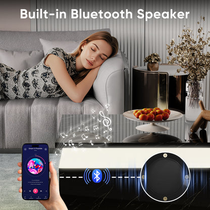 Save 50% - LED Coffee Table with Wireless Charging & Built-in Speaker, Modern High-Gloss Center Table with Storage for Living Room