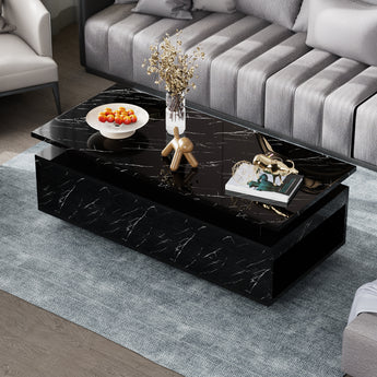 Save 50% - LED Coffee Table with Wireless Charging & Built-in Speaker, Modern High-Gloss Center Table with Storage for Living Room - Belord