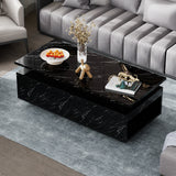 Save 50% - LED Coffee Table with Wireless Charging & Built-in Speaker, Modern High-Gloss Center Table with Storage for Living Room - Belord