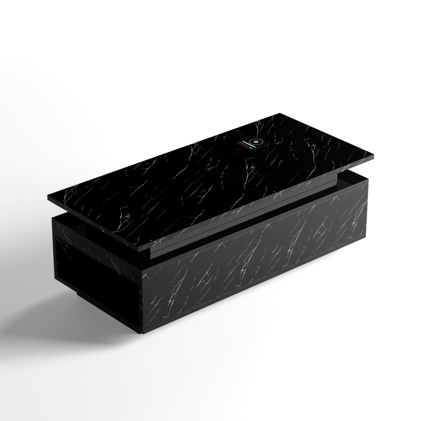 Save 50% - LED Coffee Table with Wireless Charging & Built-in Speaker, Modern High-Gloss Center Table with Storage for Living Room