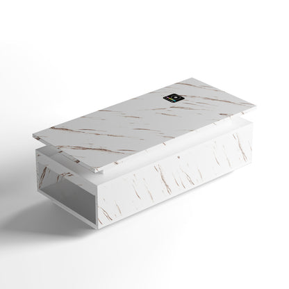 Save 50% - LED Coffee Table with Wireless Charging & Built-in Speaker, Modern High-Gloss Center Table with Storage for Living Room