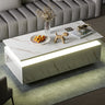 Save 50% - LED Coffee Table with Wireless Charging & Built-in Speaker, Modern High-Gloss Center Table with Storage for Living Room - Belord