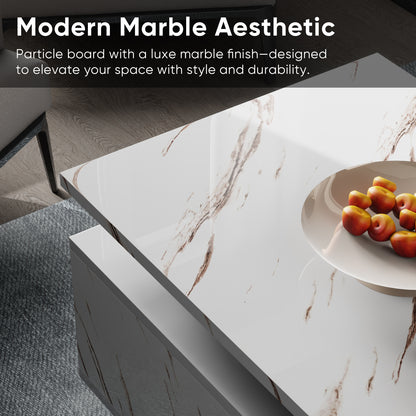 Save 50% - LED Coffee Table with Wireless Charging & Built-in Speaker, Modern High-Gloss Center Table with Storage for Living Room