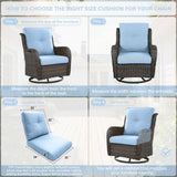 16-Piece Blue Patio Cushion Set - 8 Seat & 8 Back Cushions with Removable Waterproof Covers - Belord