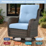 16-Piece Blue Patio Cushion Set - 8 Seat & 8 Back Cushions with Removable Waterproof Covers - Belord