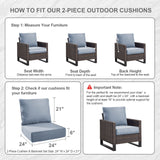 1 Set Outdoor Cushion, High Back and Deep Seating, 6" H x 24" W x 24" D - Belord