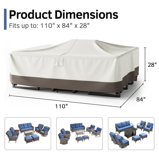 Patio Furniture Covers, 110 Inch L x 84 Inch W x 28 Inch H