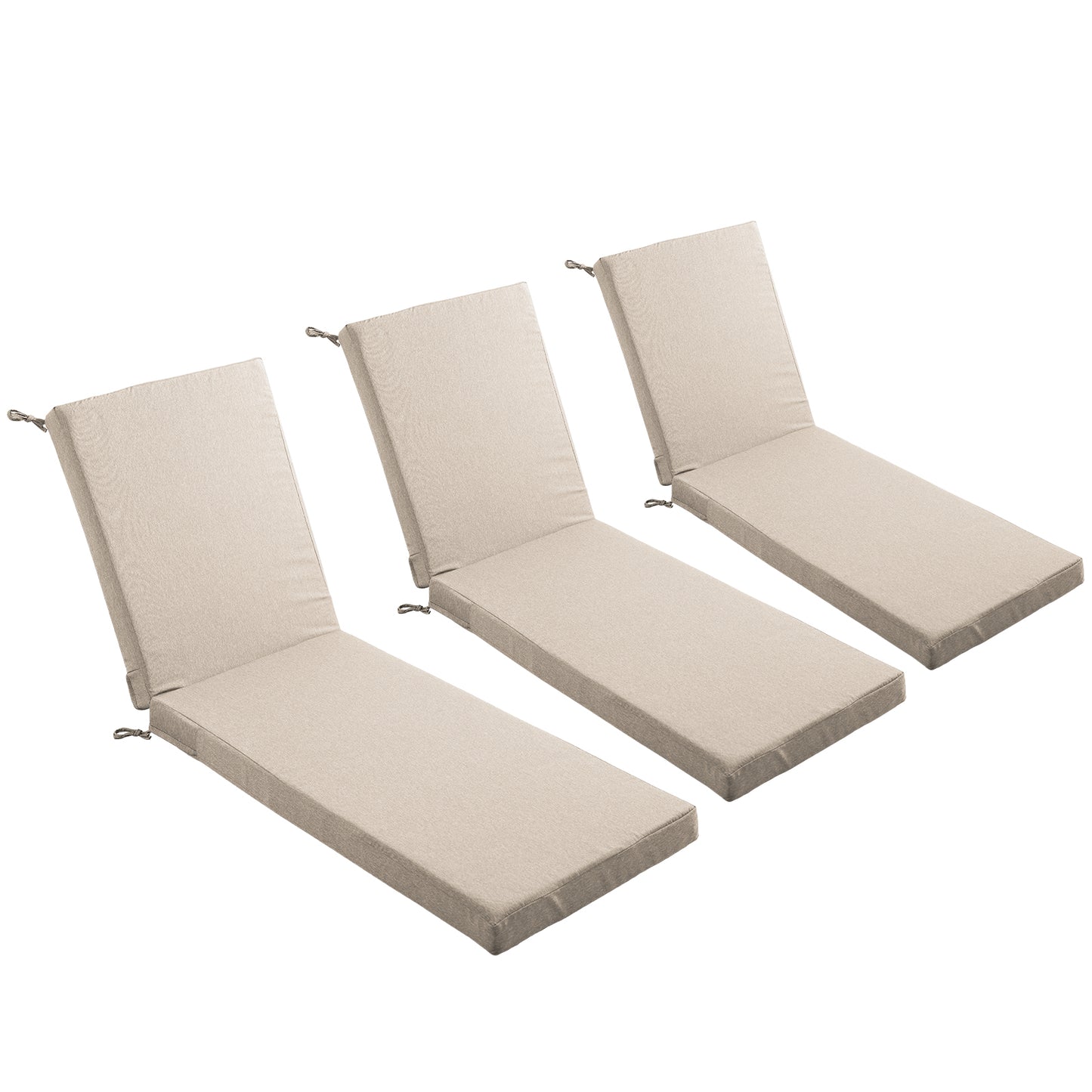 Belord Outdoor Chaise Lounge Cushions, Set of 3 – 72"x22"x3.5" Removable Cover, 28D High-Density Waterproof Patio Lounger Pads for Poolside