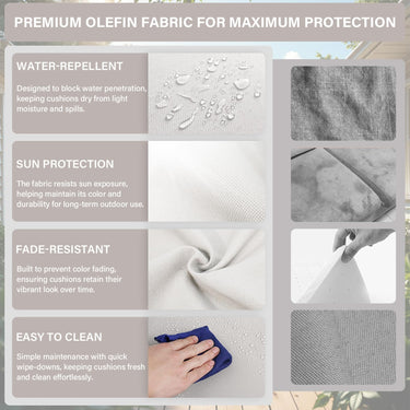 Outdoor Furniture Cushions with Removable Covers - Set of 6 (3 Seat & 3 Back) 22x24x4 Inch Patio Pillows - Belord