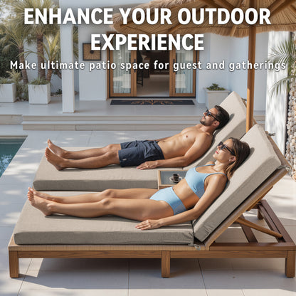 Belord Outdoor Chaise Lounge Cushions, Set of 3 – 72"x22"x3.5" Removable Cover, 28D High-Density Waterproof Patio Lounger Pads for Poolside