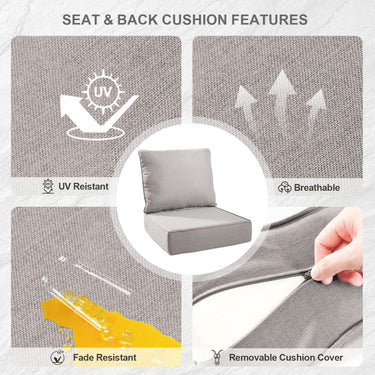 1 Set Outdoor Cushion, High Back and Deep Seating, 6" H x 24" W x 24" D - Belord