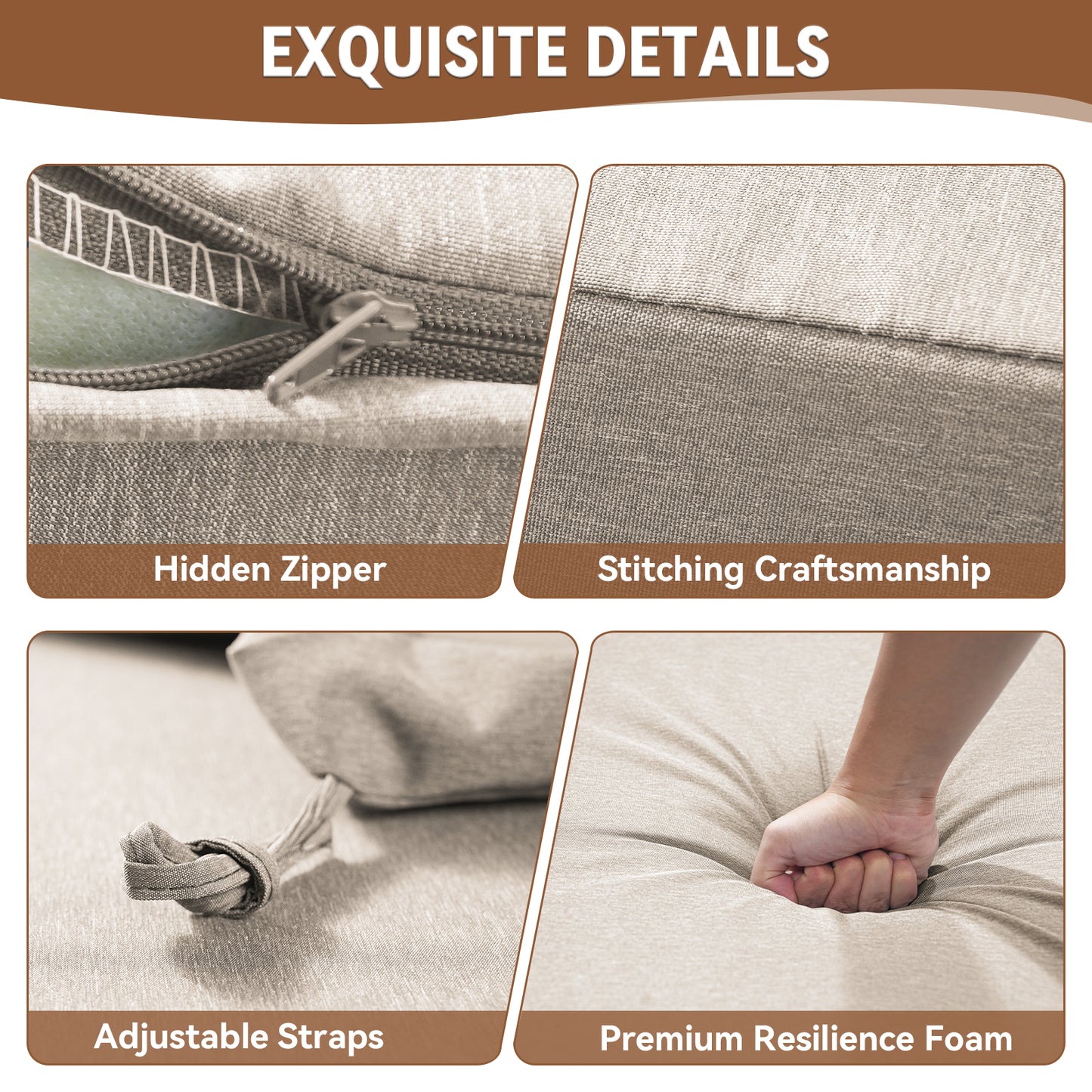 Belord Patio Chaise Lounge Cushion, 72x22x3.5 Inch Outdoor Lounge Chair Pad with Removable Cover, Waterproof, 28D Foam