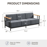 BINGLI Premium Outdoor Sofa - 10" Thick Cushions with Commercial-Grade - Belord