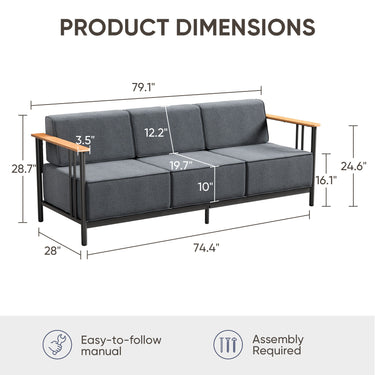 BINGLI Premium Outdoor Sofa - 10" Thick Cushions with Commercial-Grade - Belord